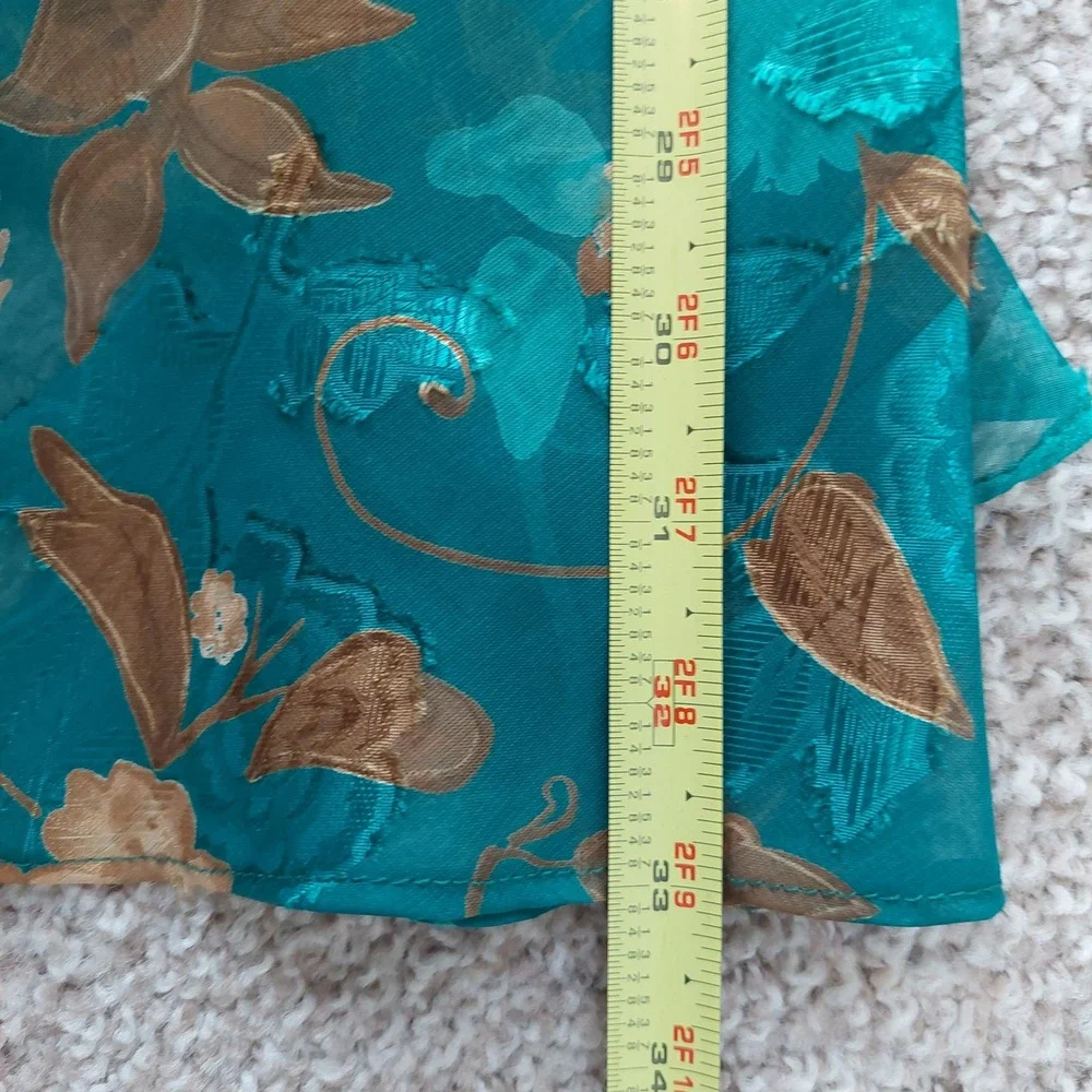 Katherine Bishop Teal Floral Sheer‎ Babydoll Chemise Nightgown Large